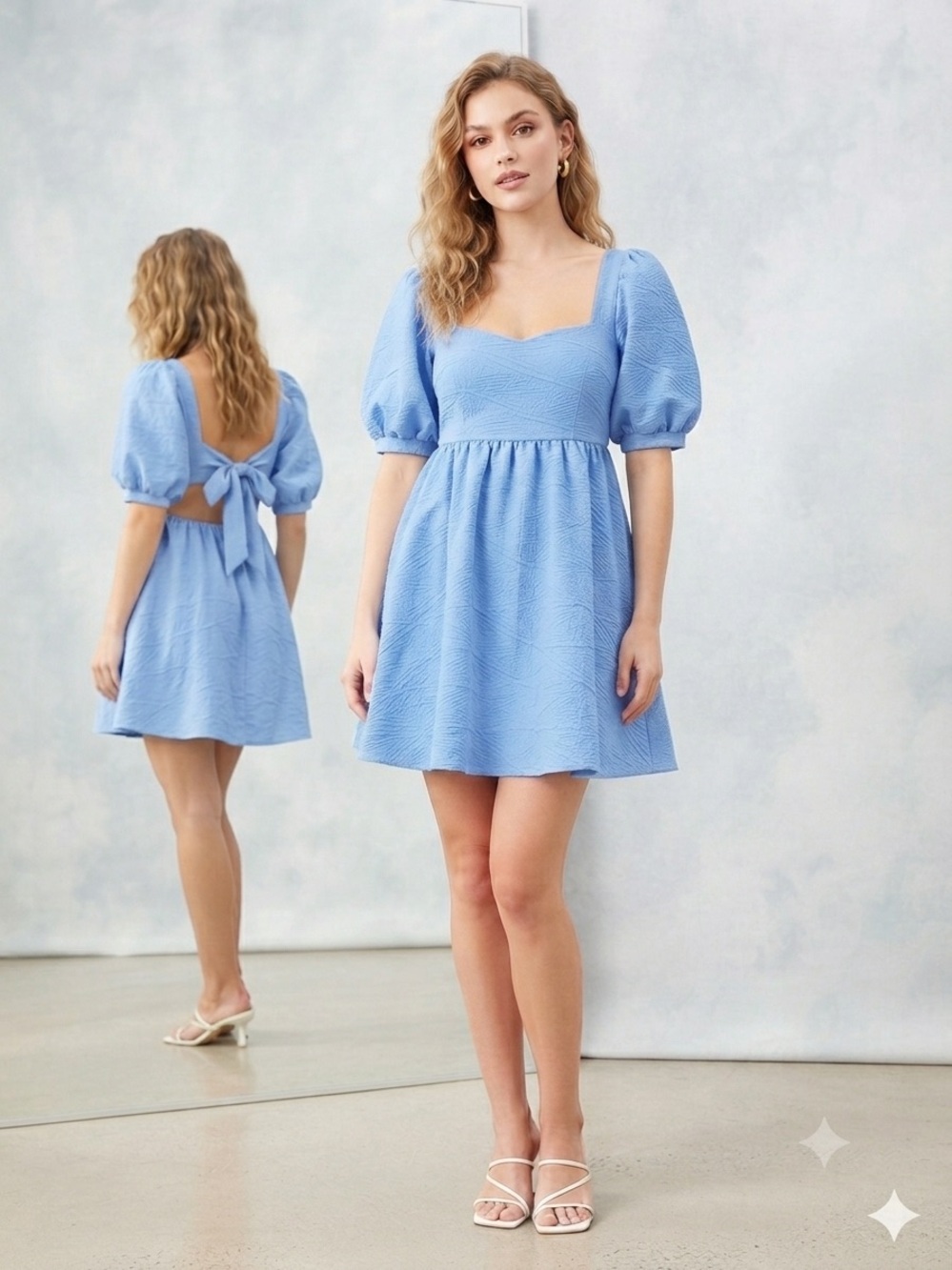 Free People Violet Mini Dress December Sky Blue Size XS